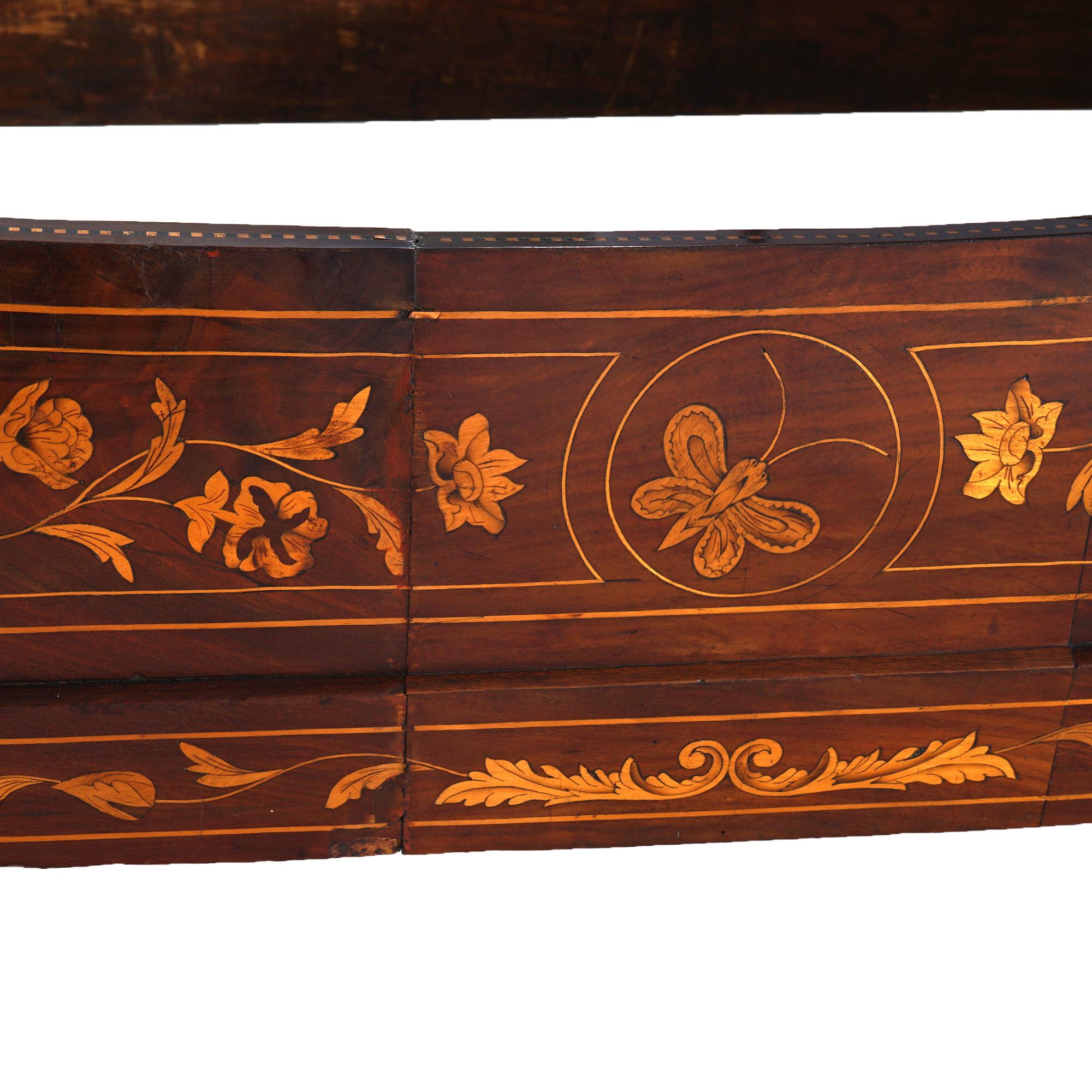 Antique Dutch Marquetry Rosewood, Mahogany & Satinwood Youth Sleigh Bed C1860 15