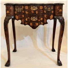 Antique Dutch Marquetry Satinwood Inlaid Console Table