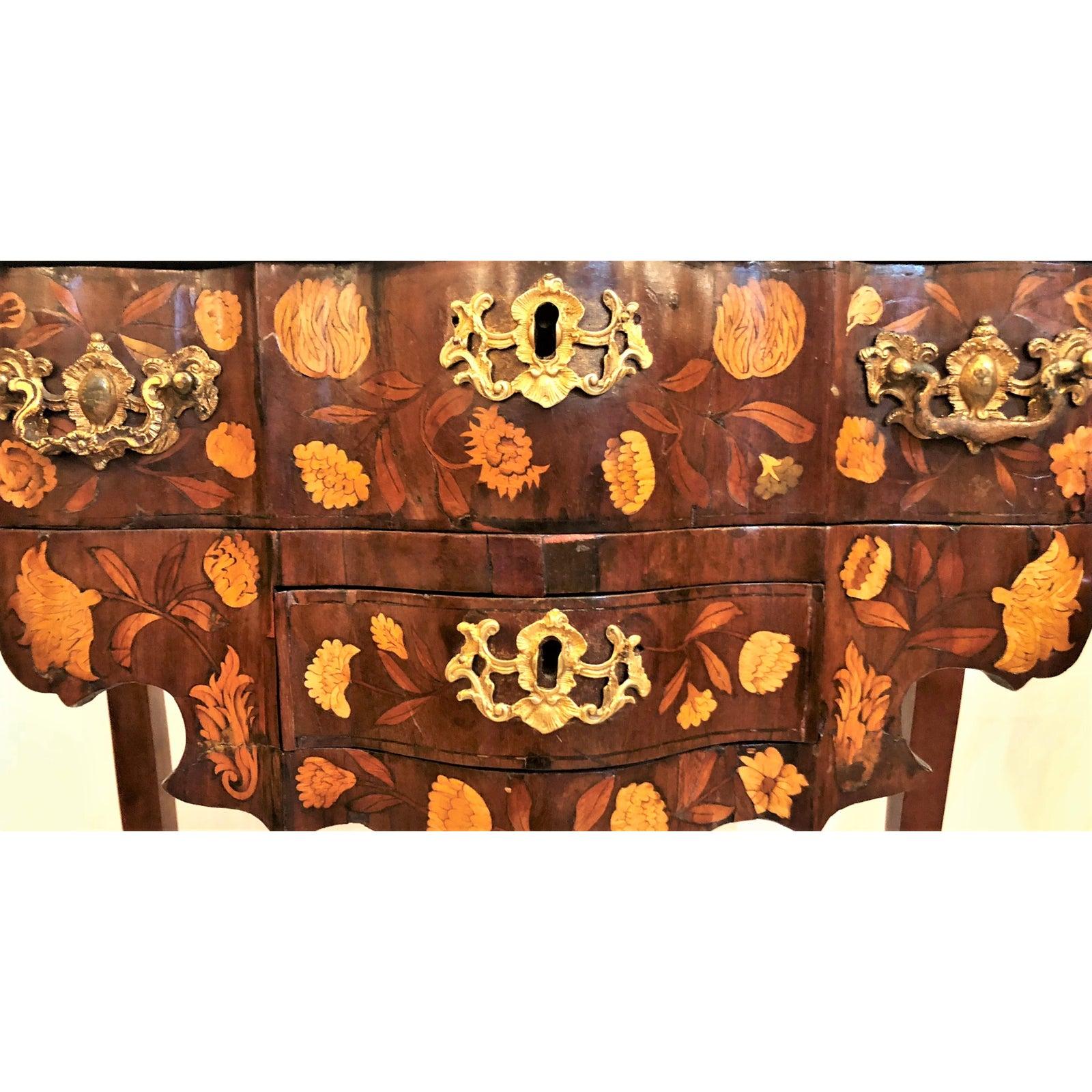 Antique Dutch Marquetry Satinwood Inlaid Console Table For Sale 1
