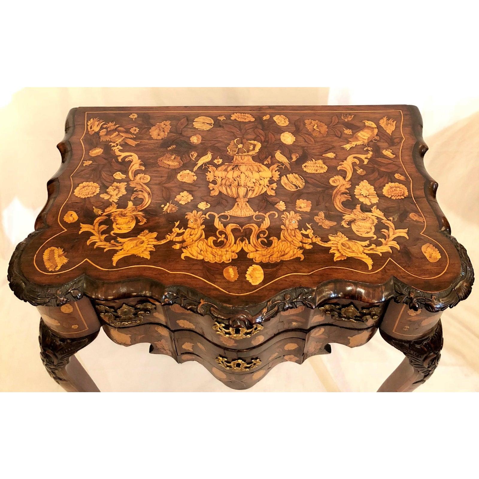 Antique Dutch Marquetry Satinwood Inlaid Console Table For Sale 2