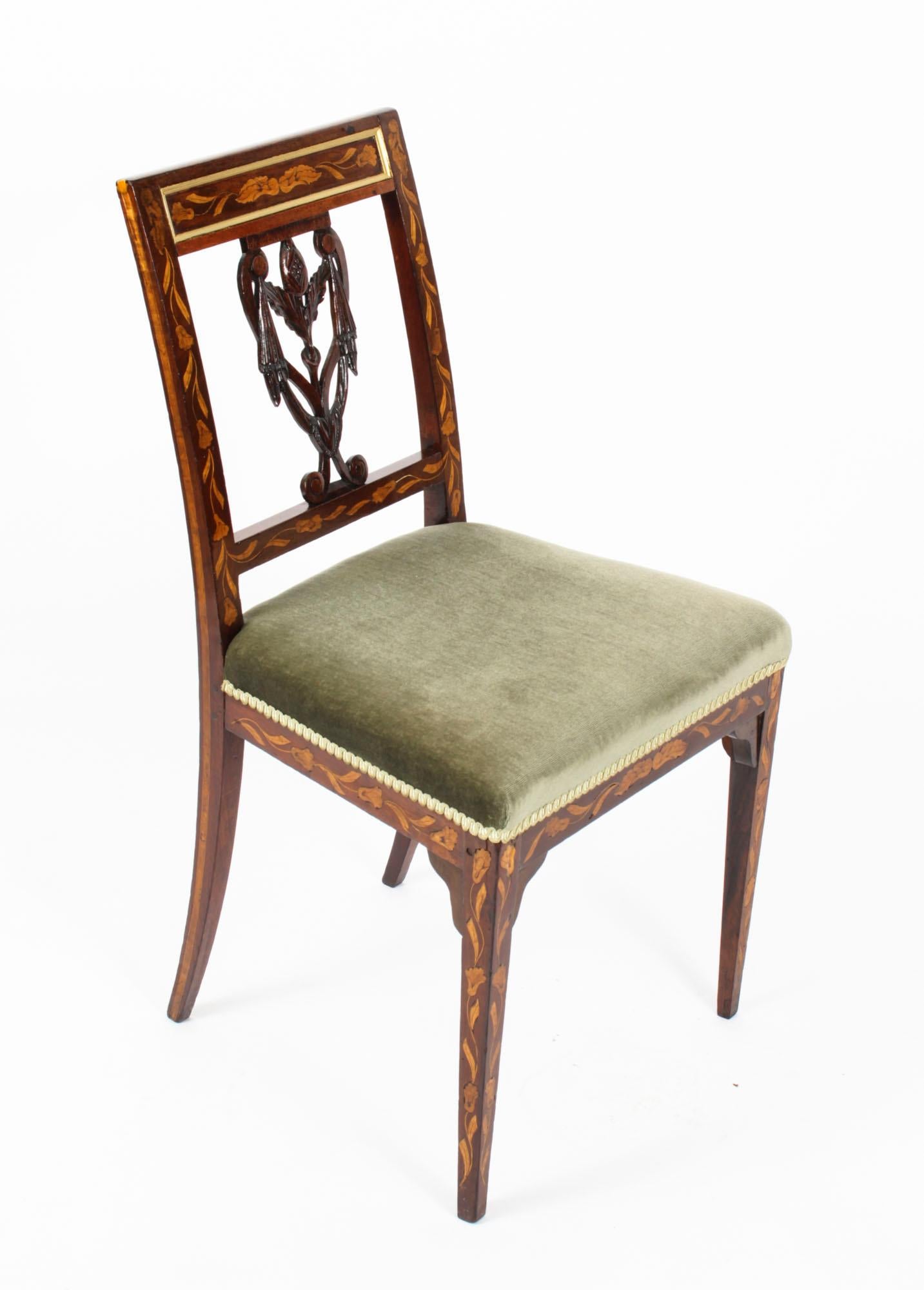 Antique Dutch Marquetry Side Chair, 19th Century at 1stDibs