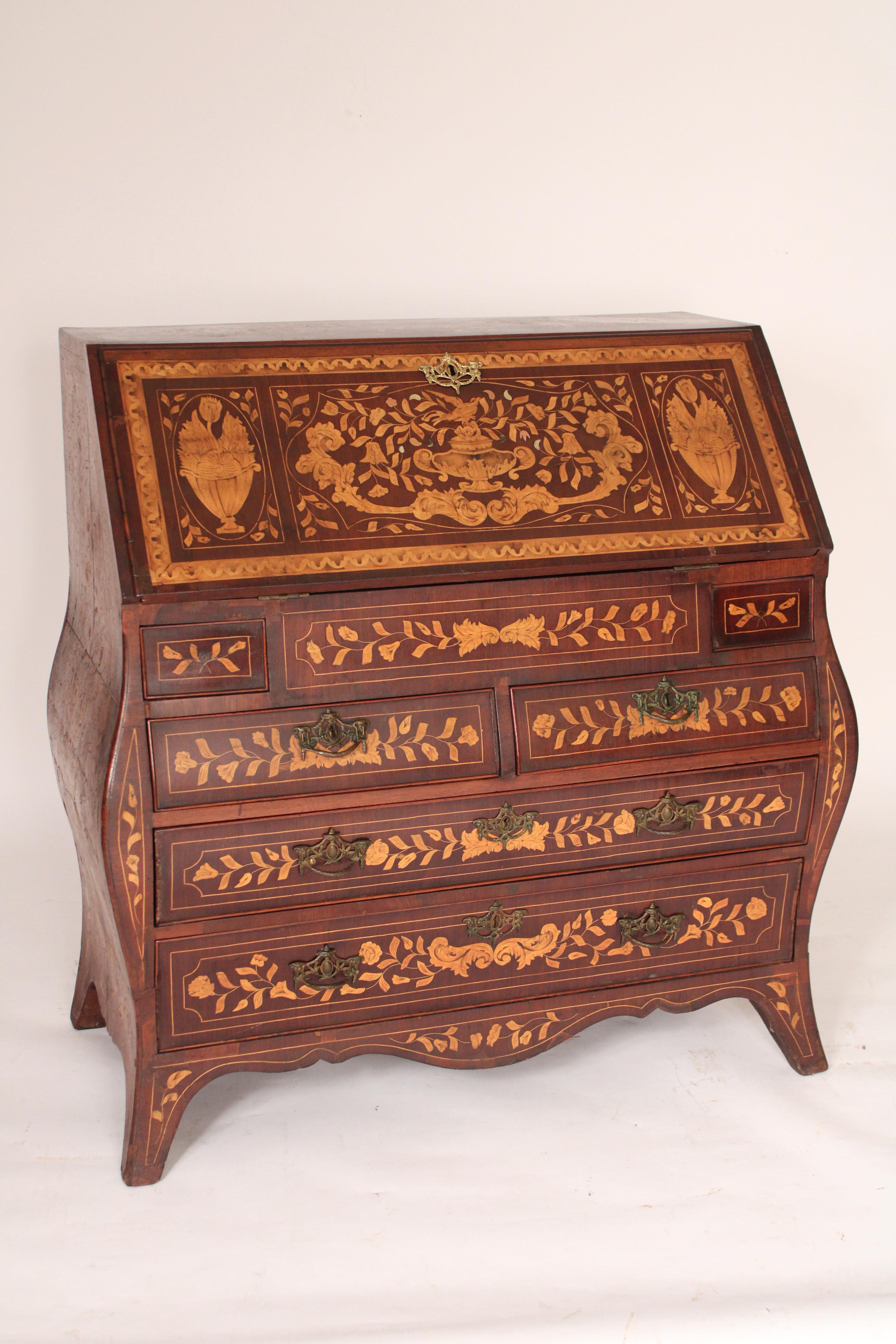 Louis XV Antique Dutch Marquetry Slant Top Desk For Sale