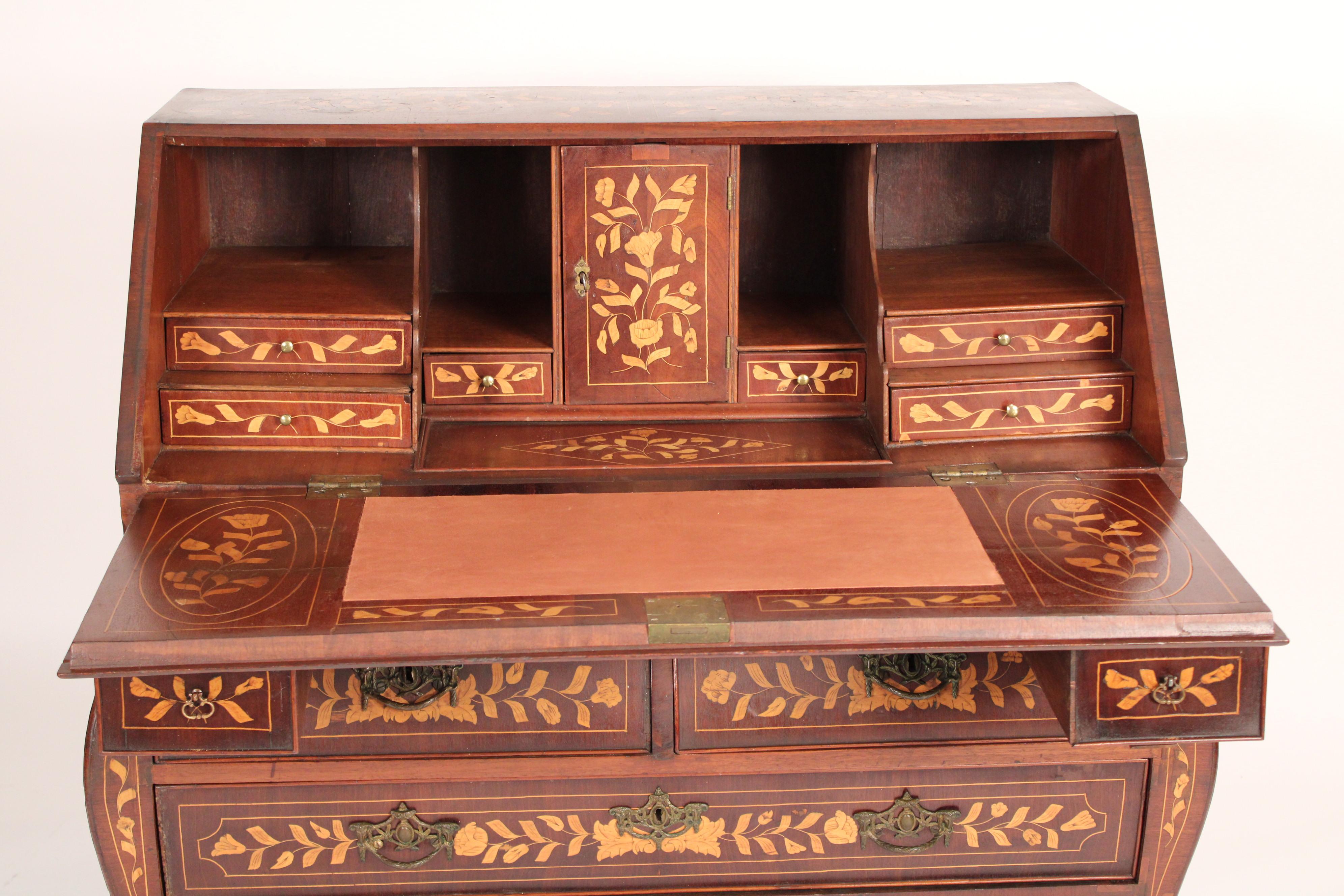 19th Century Antique Dutch Marquetry Slant Top Desk For Sale