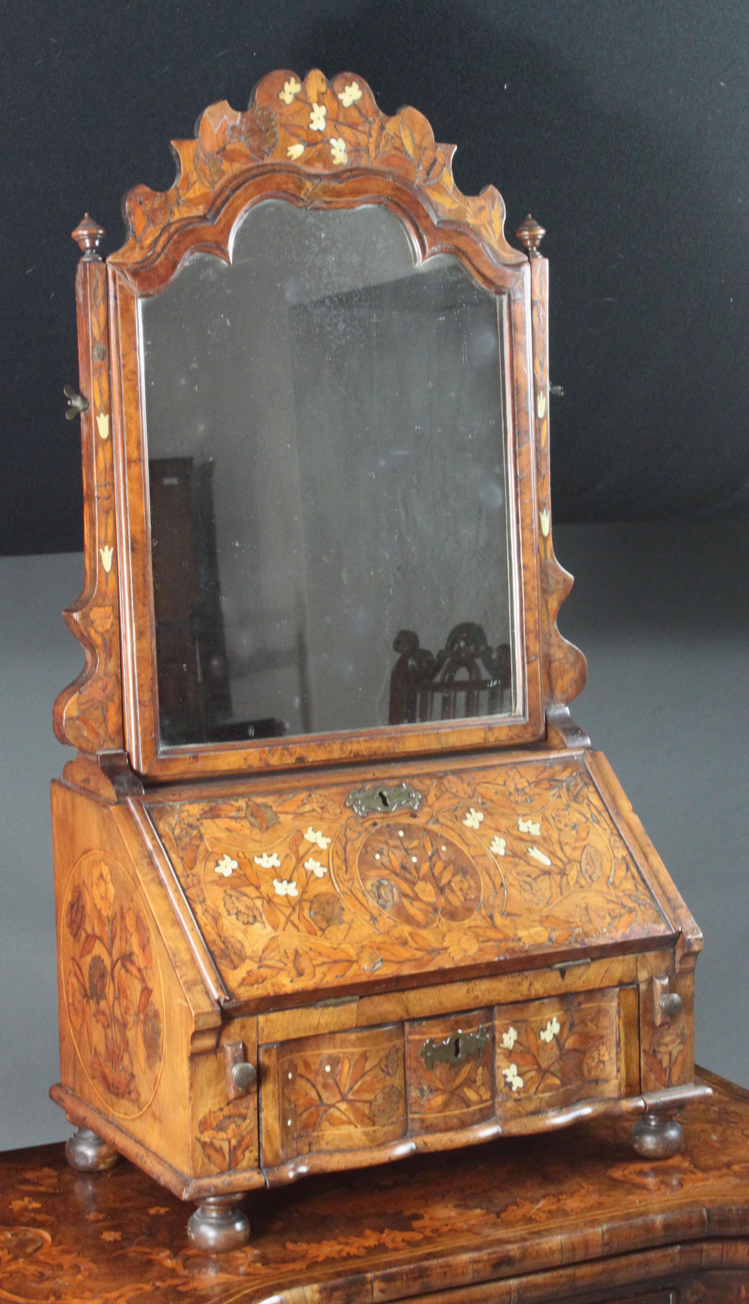 Antique Dutch Marquetry Toilet Mirror For Sale 1
