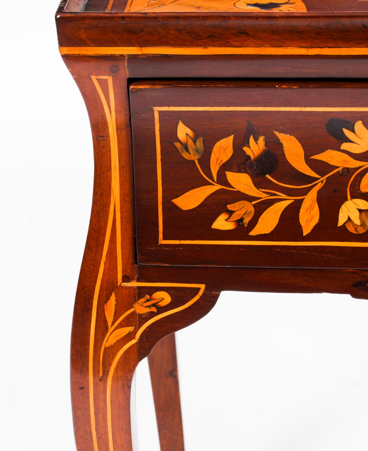Antique Dutch Marquetry Tray Top Bedside Cabinet Side Table 19th Century 6