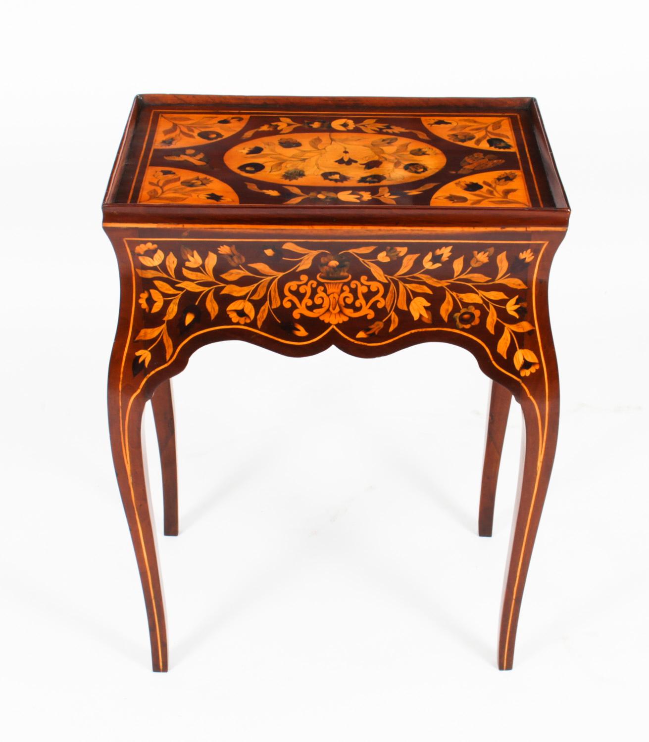 Antique Dutch Marquetry Tray Top Bedside Cabinet Side Table 19th Century 11