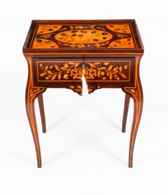 Antique Dutch Marquetry Tray Top Bedside Cabinet Side Table 19th Century