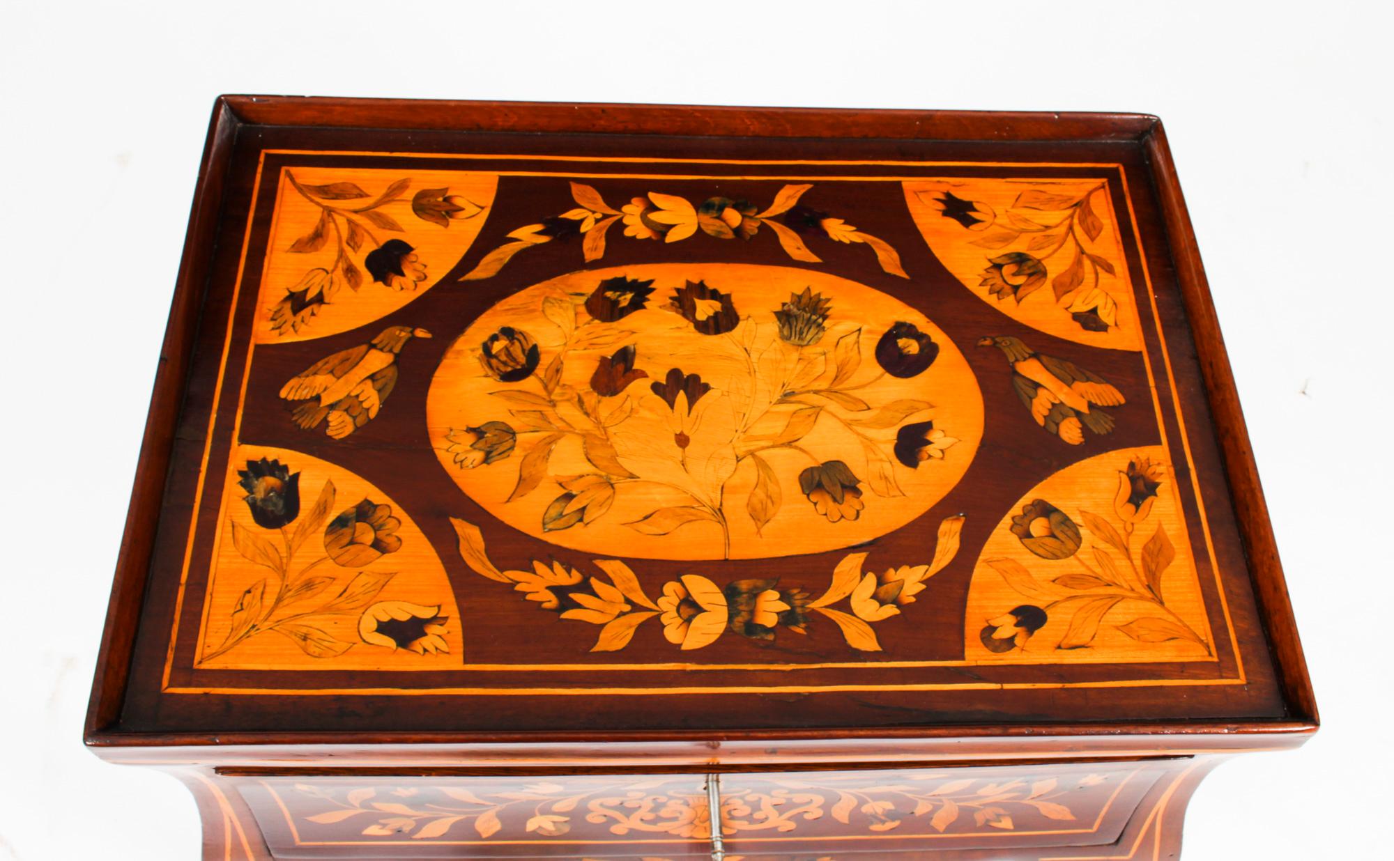 Early 19th Century Antique Dutch Marquetry Tray Top Bedside Cabinet Side Table 19th Century
