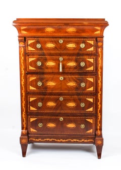 Antique Dutch Marquetry Walnut Seven-Drawer Chest, Early 19th Century