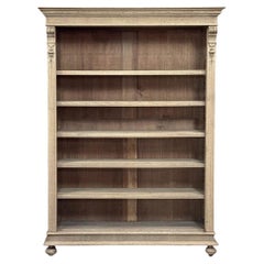 Antique Dutch Neoclassical Open Bookcase in Solid Stripped White Oak
