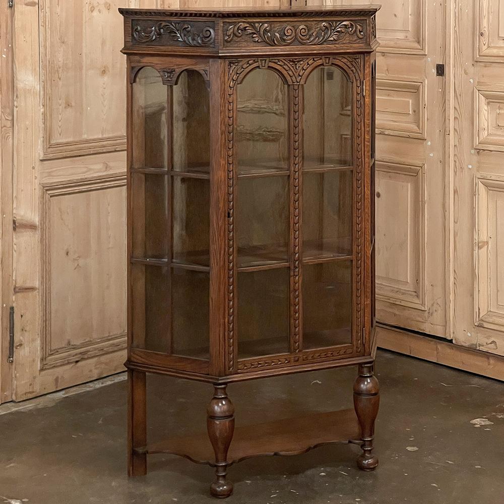 Hand-Carved Antique Dutch Neoclassical Petite Vitrine ~ Curio Cabinet For Sale