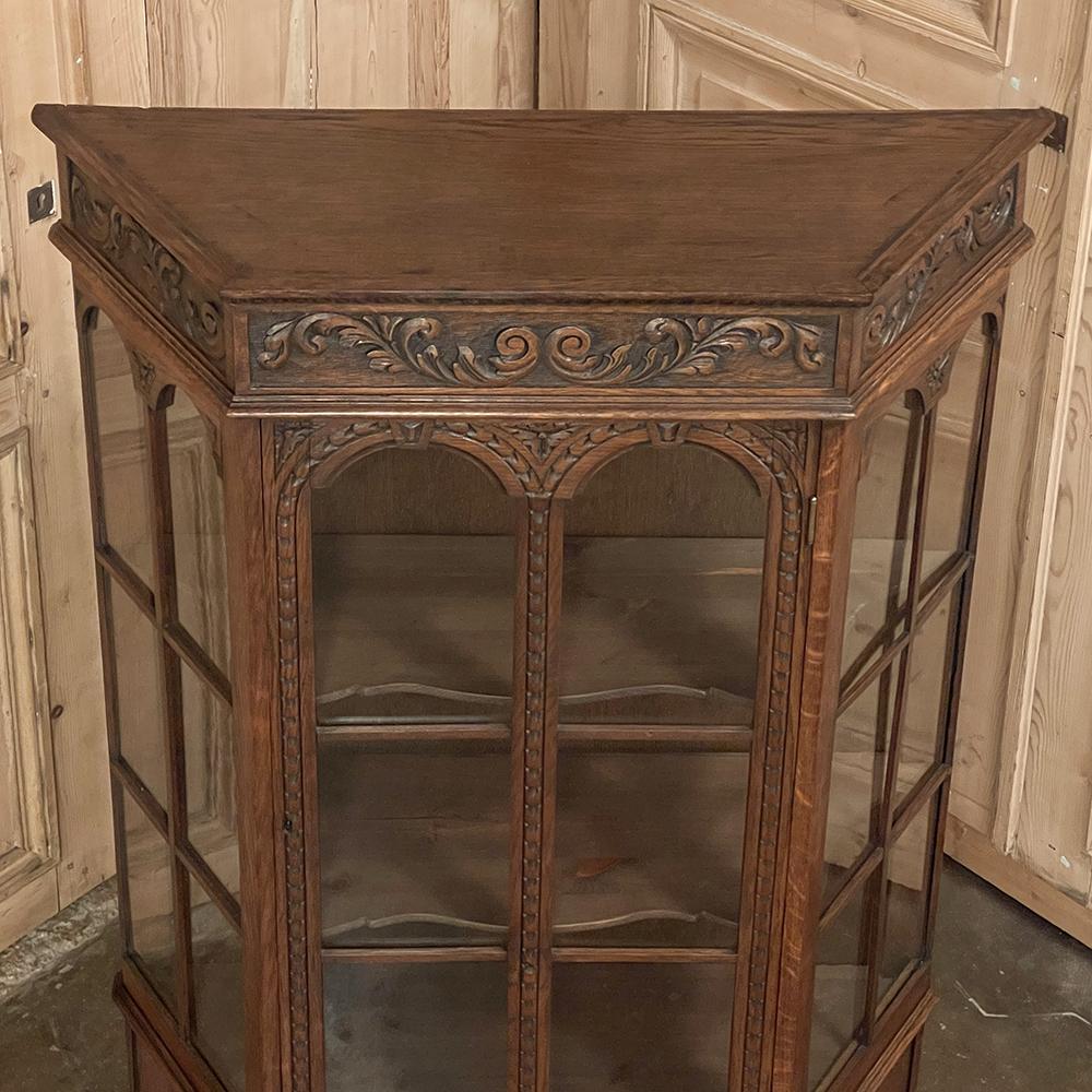 Verre Petite vitrine néoclassique hollandaise ancienne ~ Curio Cabinet en vente