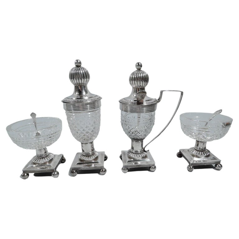 Antique Dutch Neoclassical Silver Condiment Set For Sale at 1stDibs