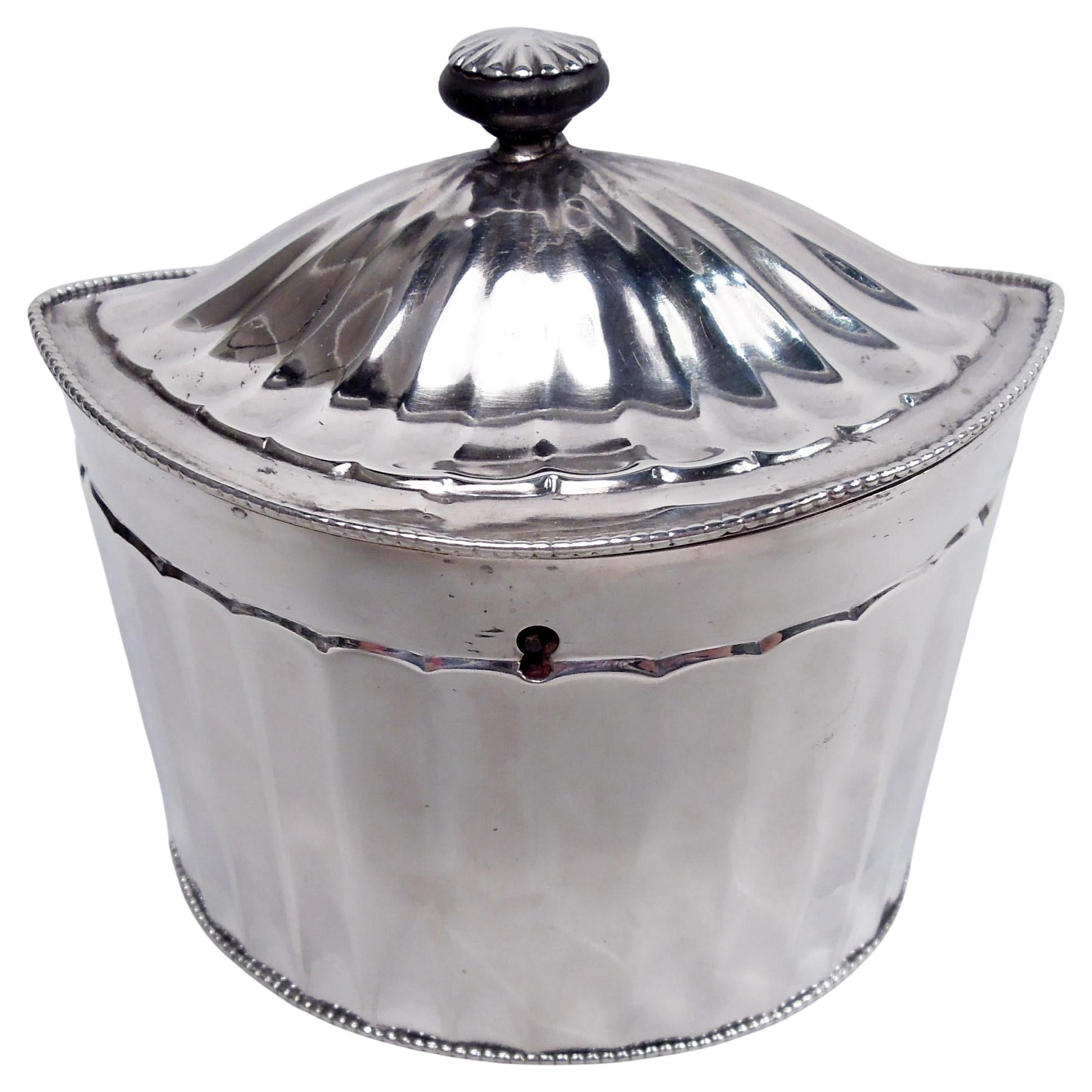 Antique Dutch Neoclassical Silver Tea Caddy, 1805