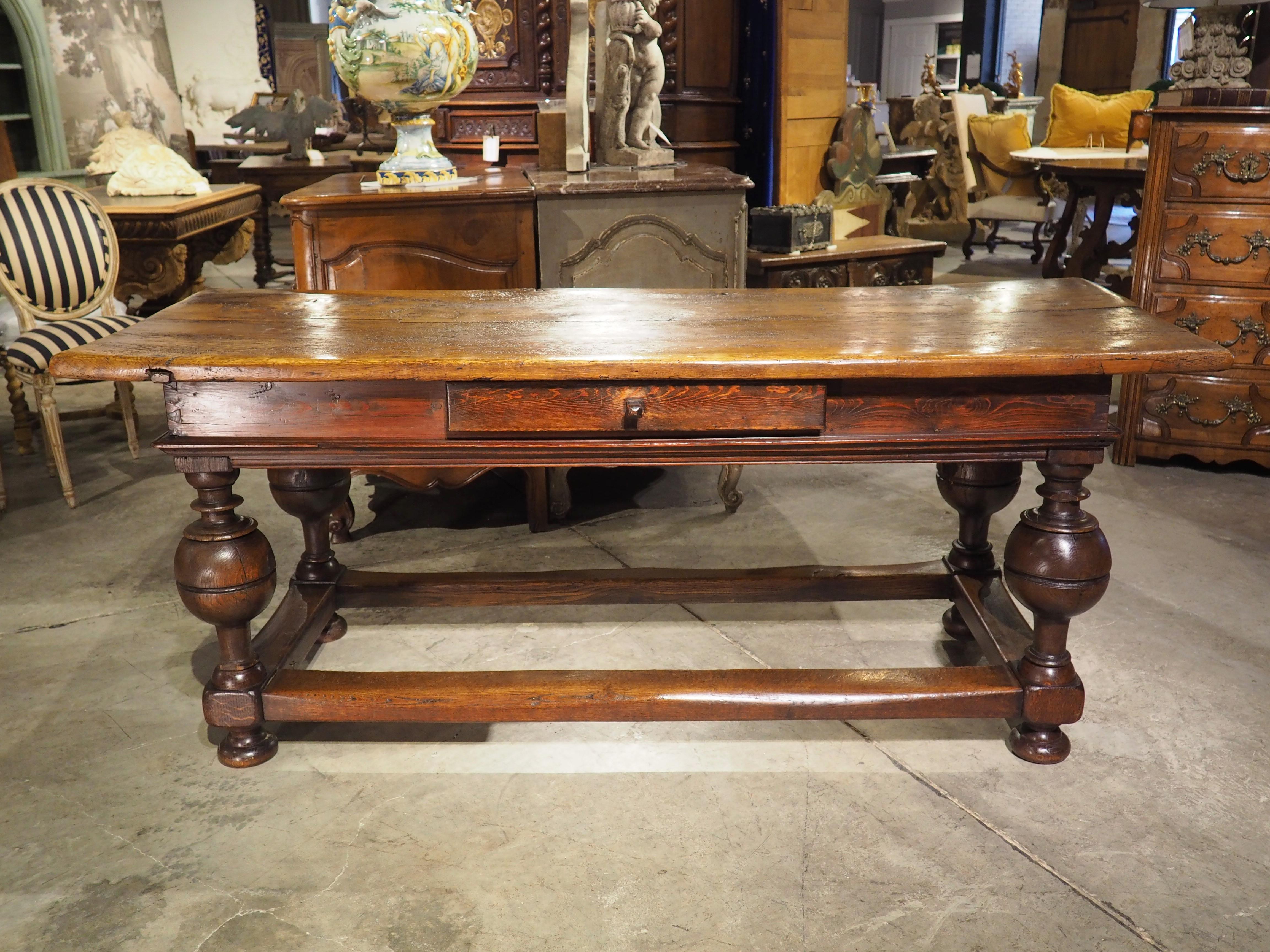 Antique Dutch Oak and Pine Ball Leg Table 7