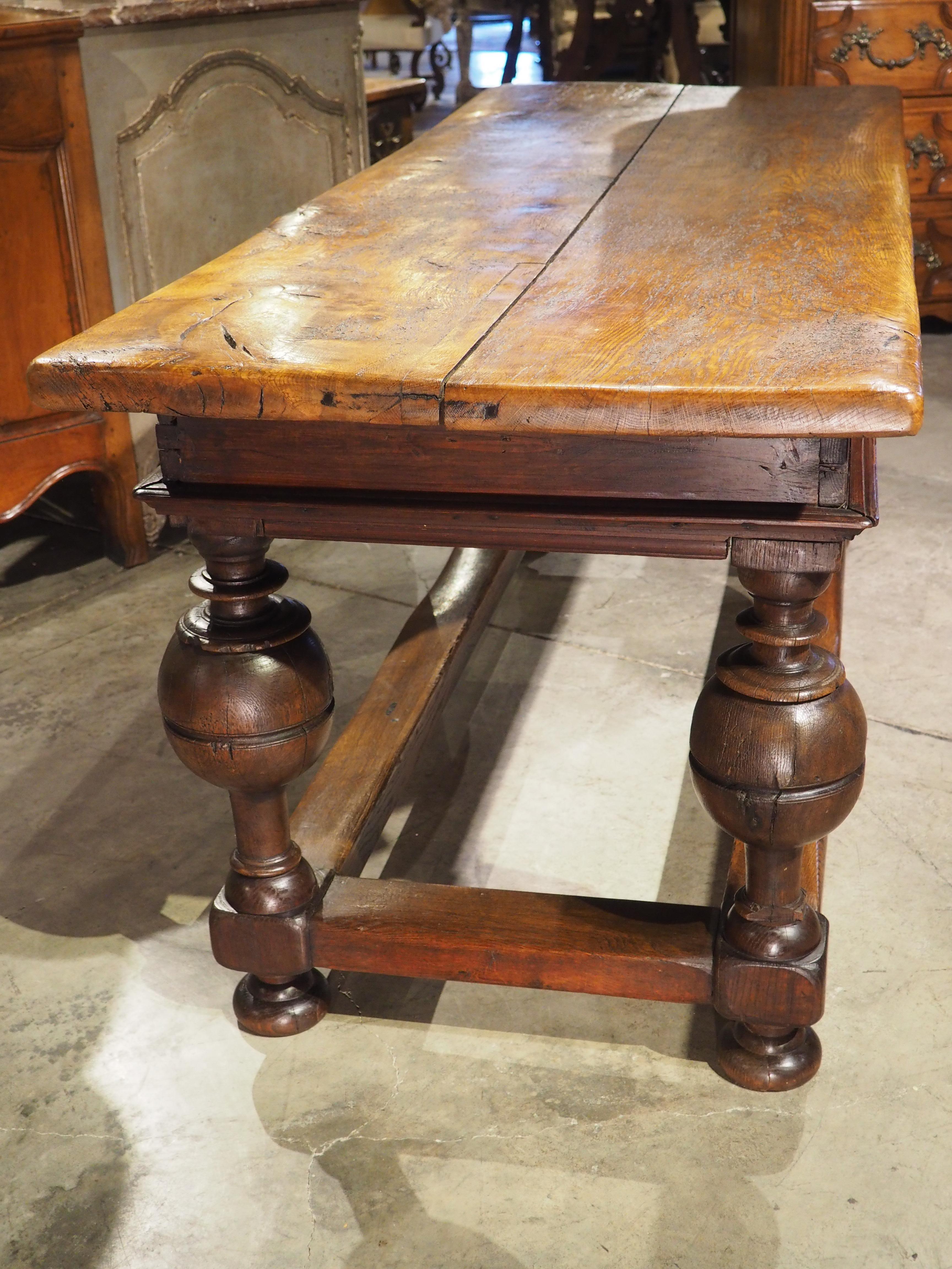 Antique Dutch Oak and Pine Ball Leg Table 9