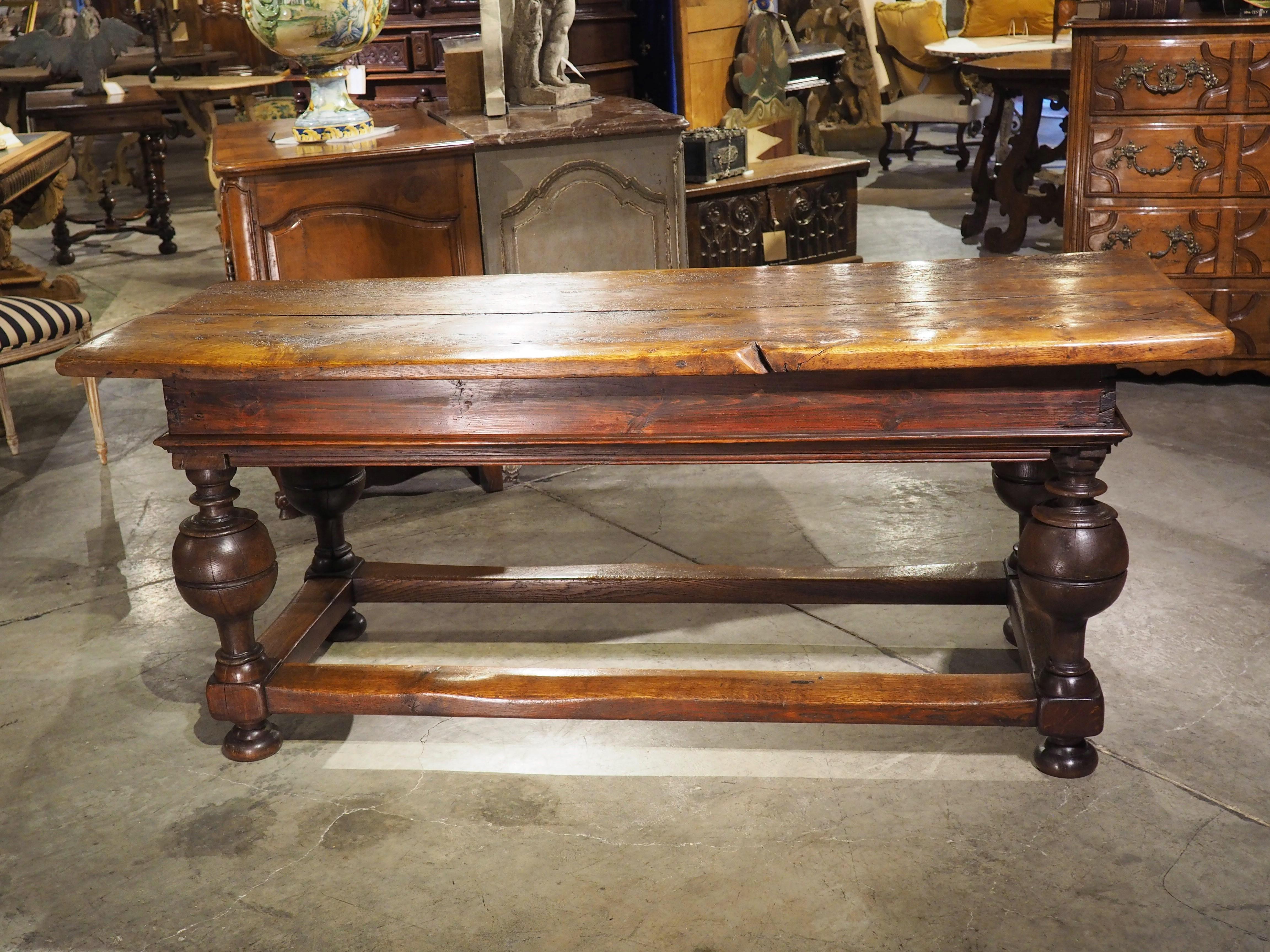 Antique Dutch Oak and Pine Ball Leg Table 11