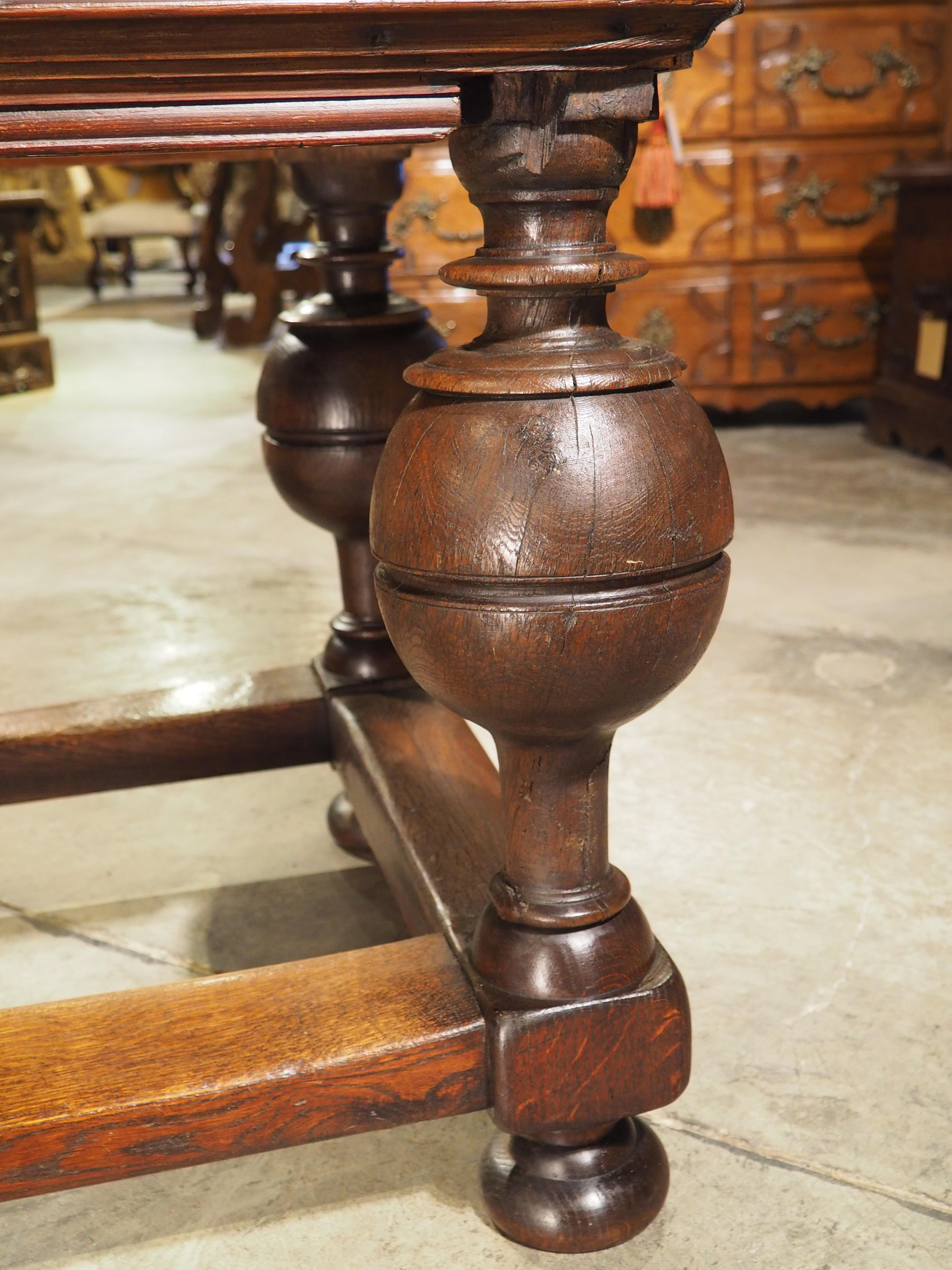 Antique Dutch Oak and Pine Ball Leg Table 13