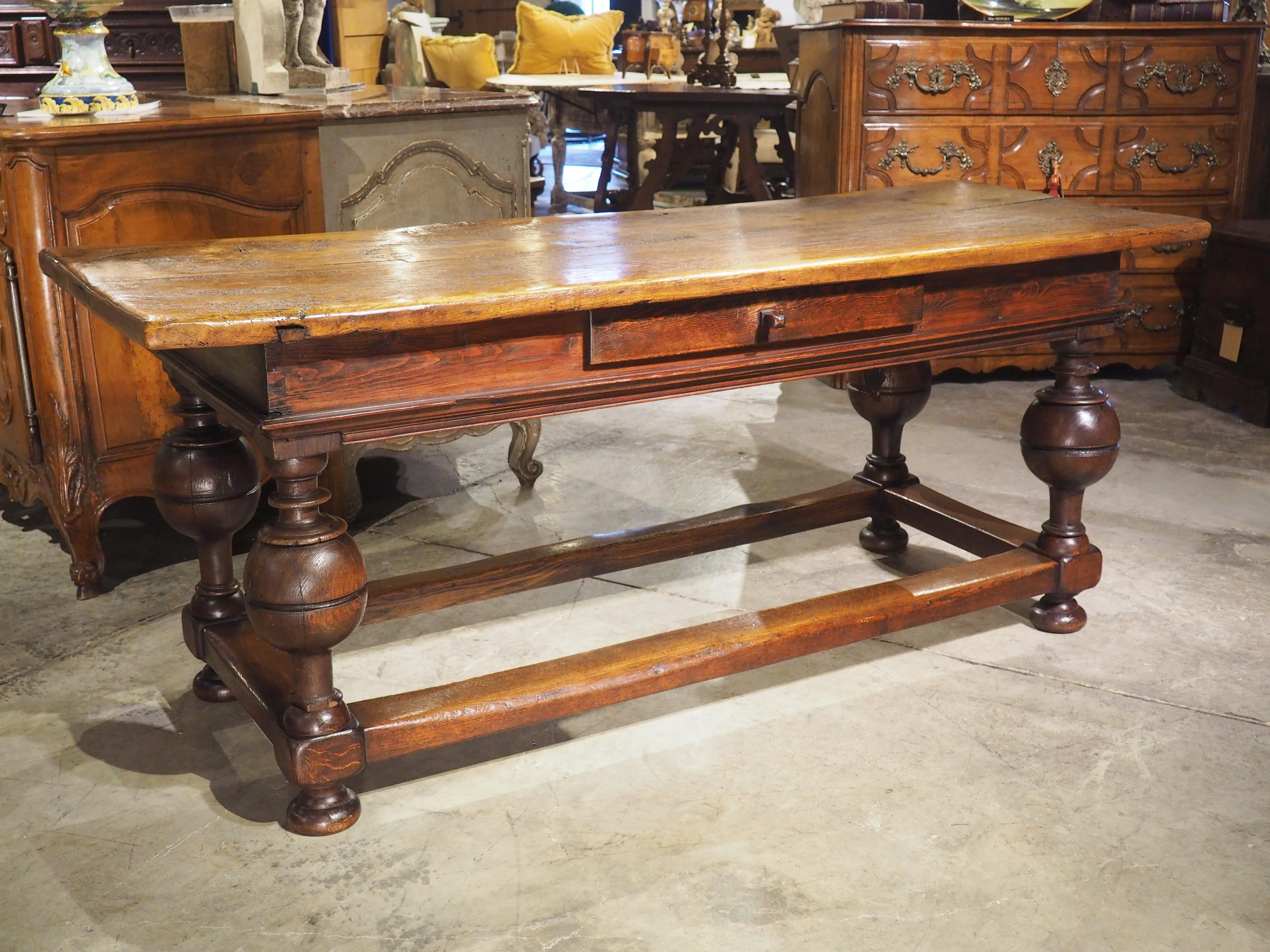 Antique Dutch Oak and Pine Ball Leg Table 14