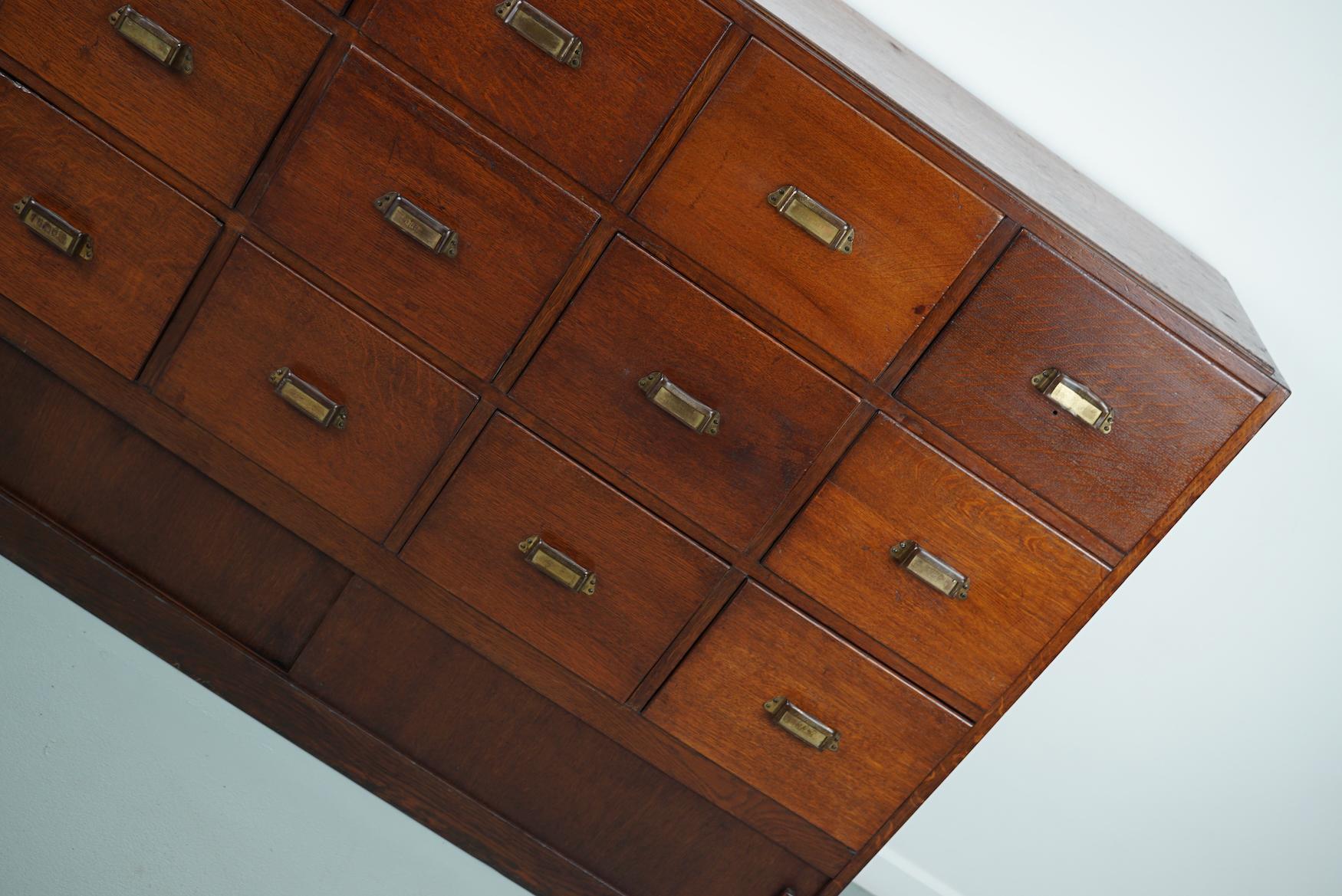Antique Dutch Oak Apothecary Cabinet or Filing Cabinet, 1930s For Sale 9