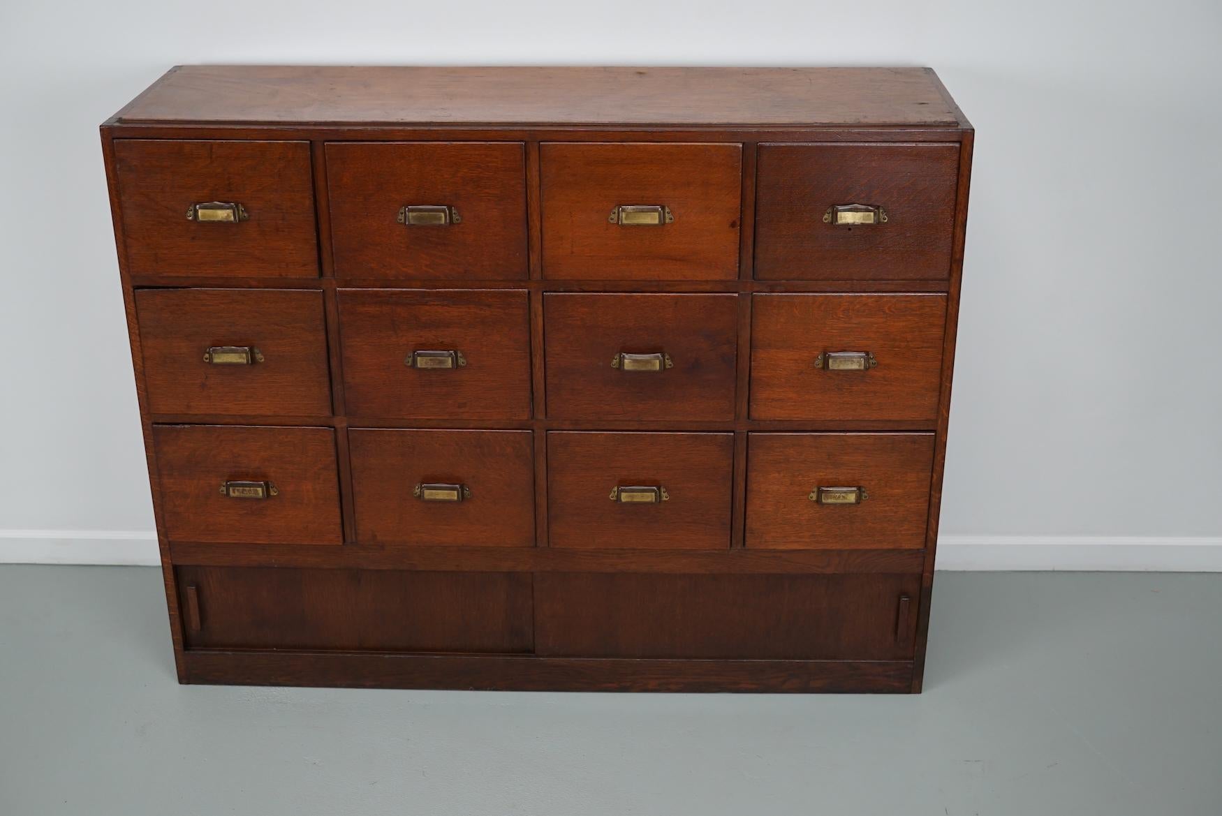 Antique Dutch Oak Apothecary Cabinet or Filing Cabinet, 1930s For Sale 12