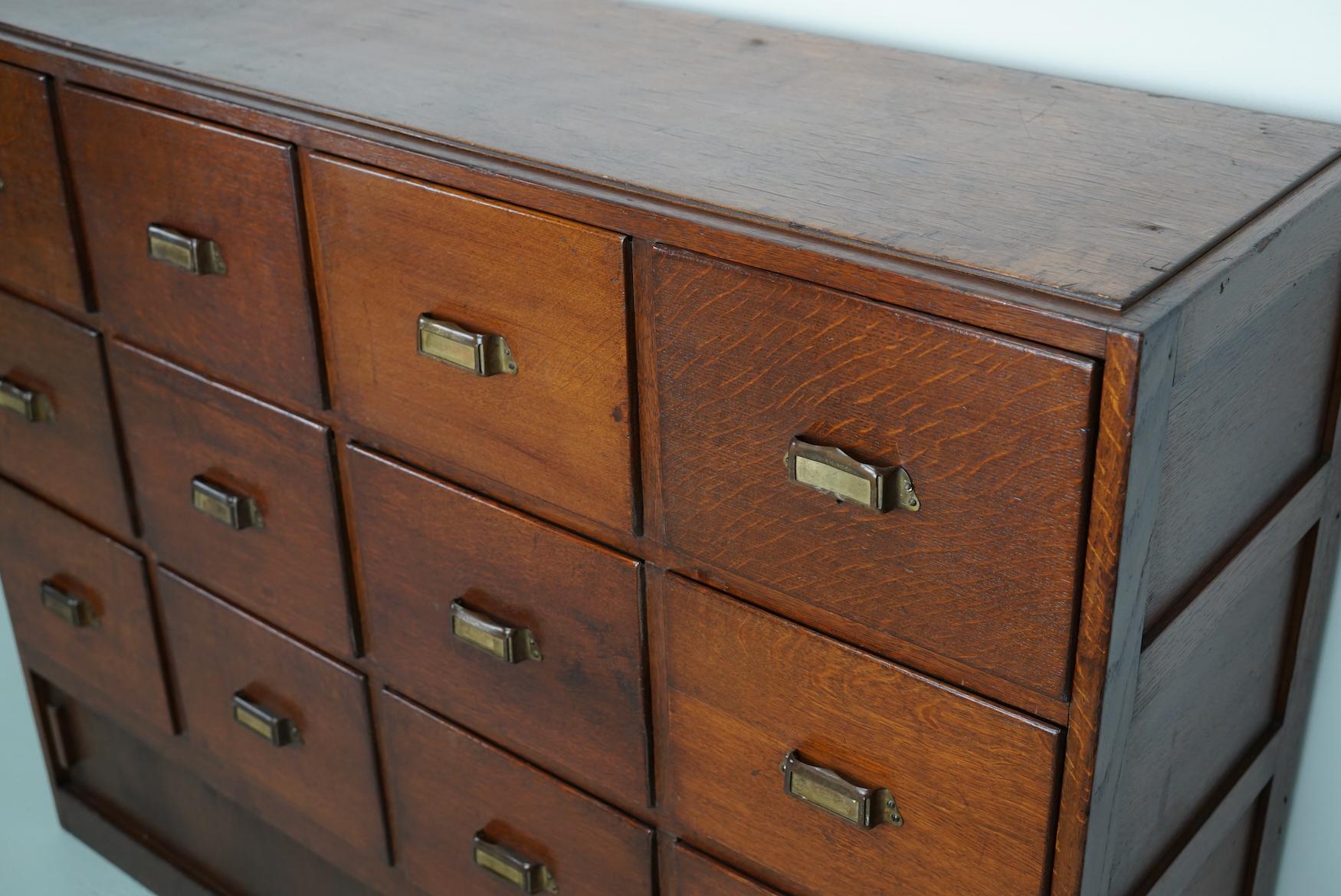Antique Dutch Oak Apothecary Cabinet or Filing Cabinet, 1930s For Sale 13