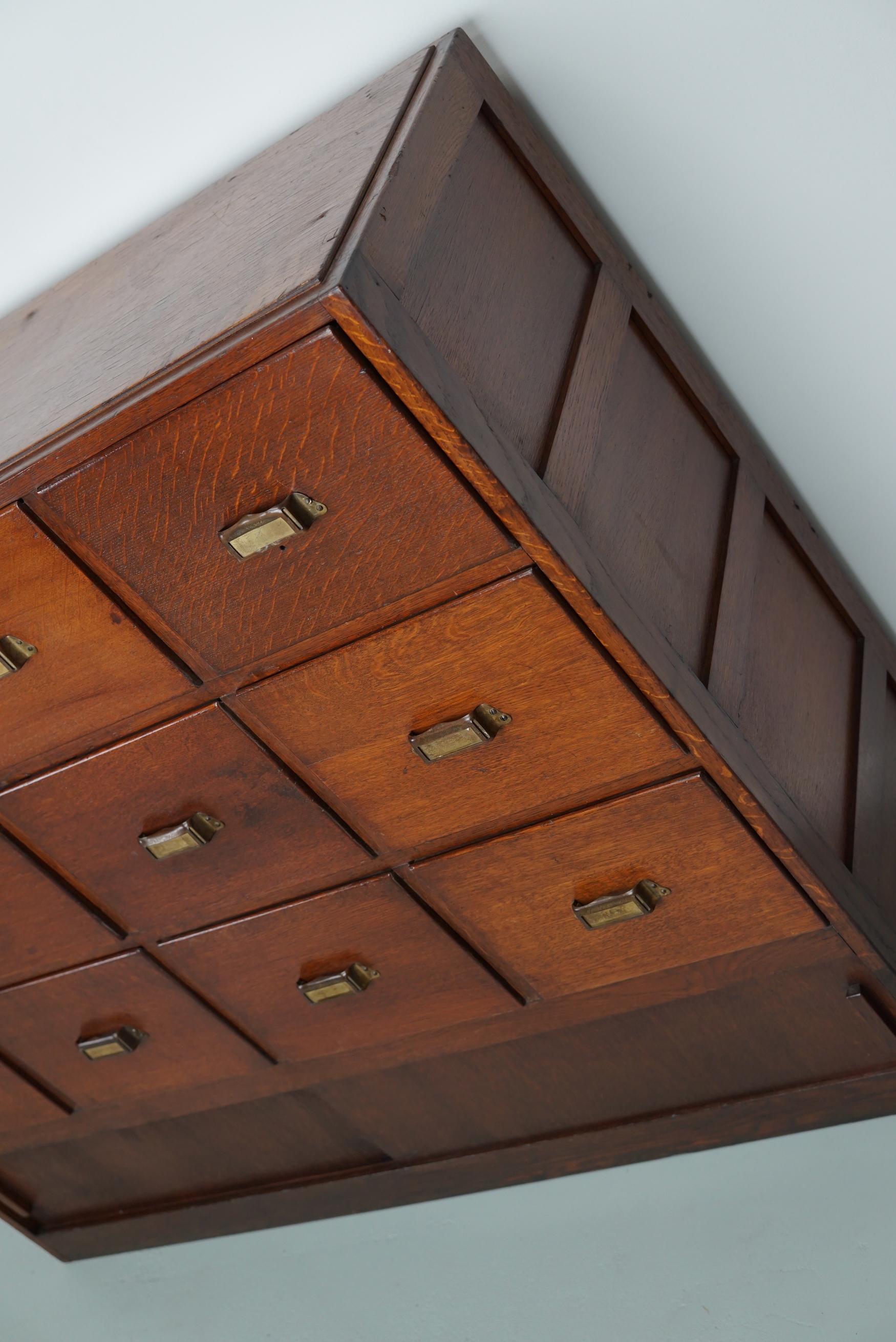 Antique Dutch Oak Apothecary Cabinet or Filing Cabinet, 1930s 14