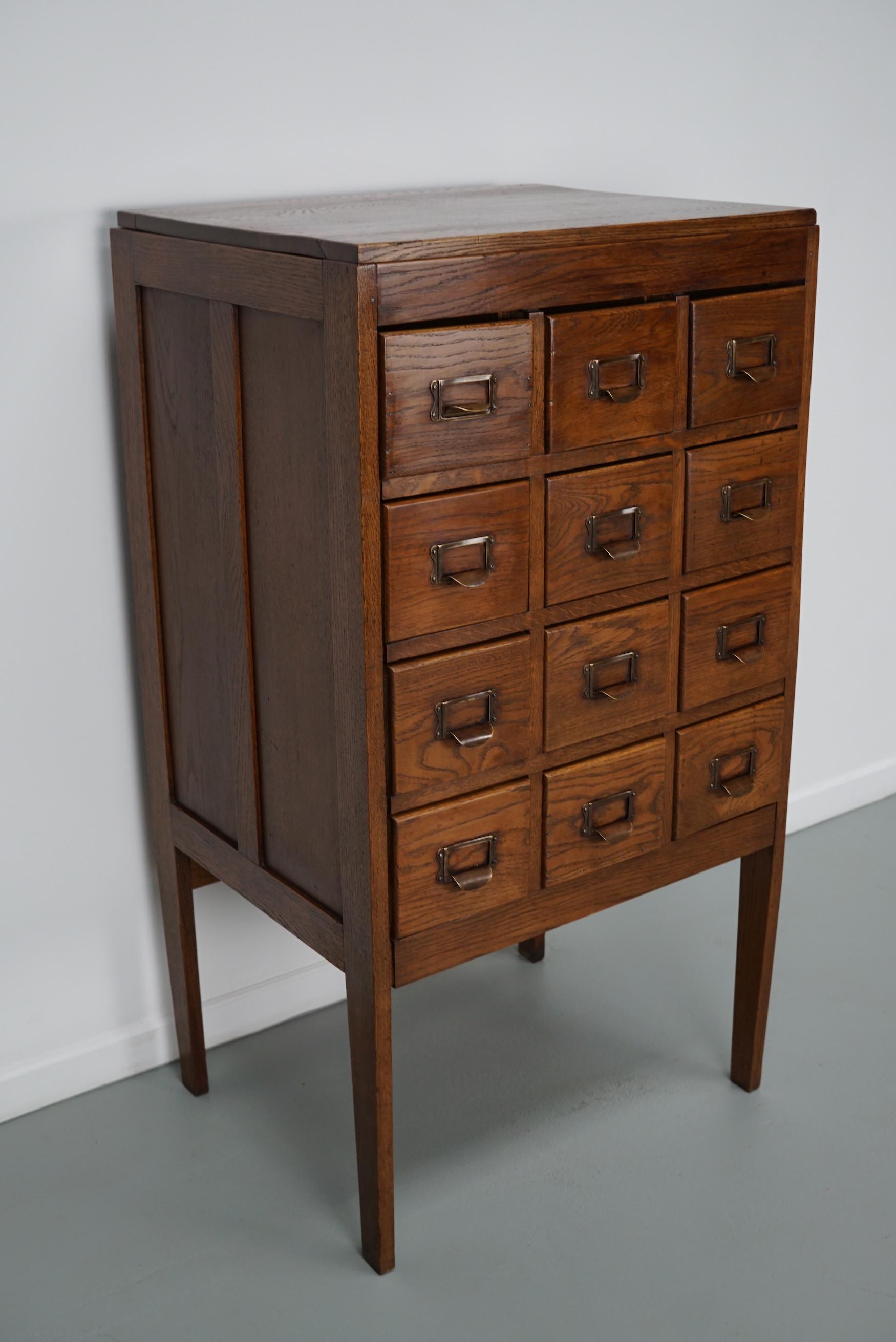 Art Deco Antique Dutch Oak Apothecary Cabinet or Filing Cabinet, 1930s For Sale