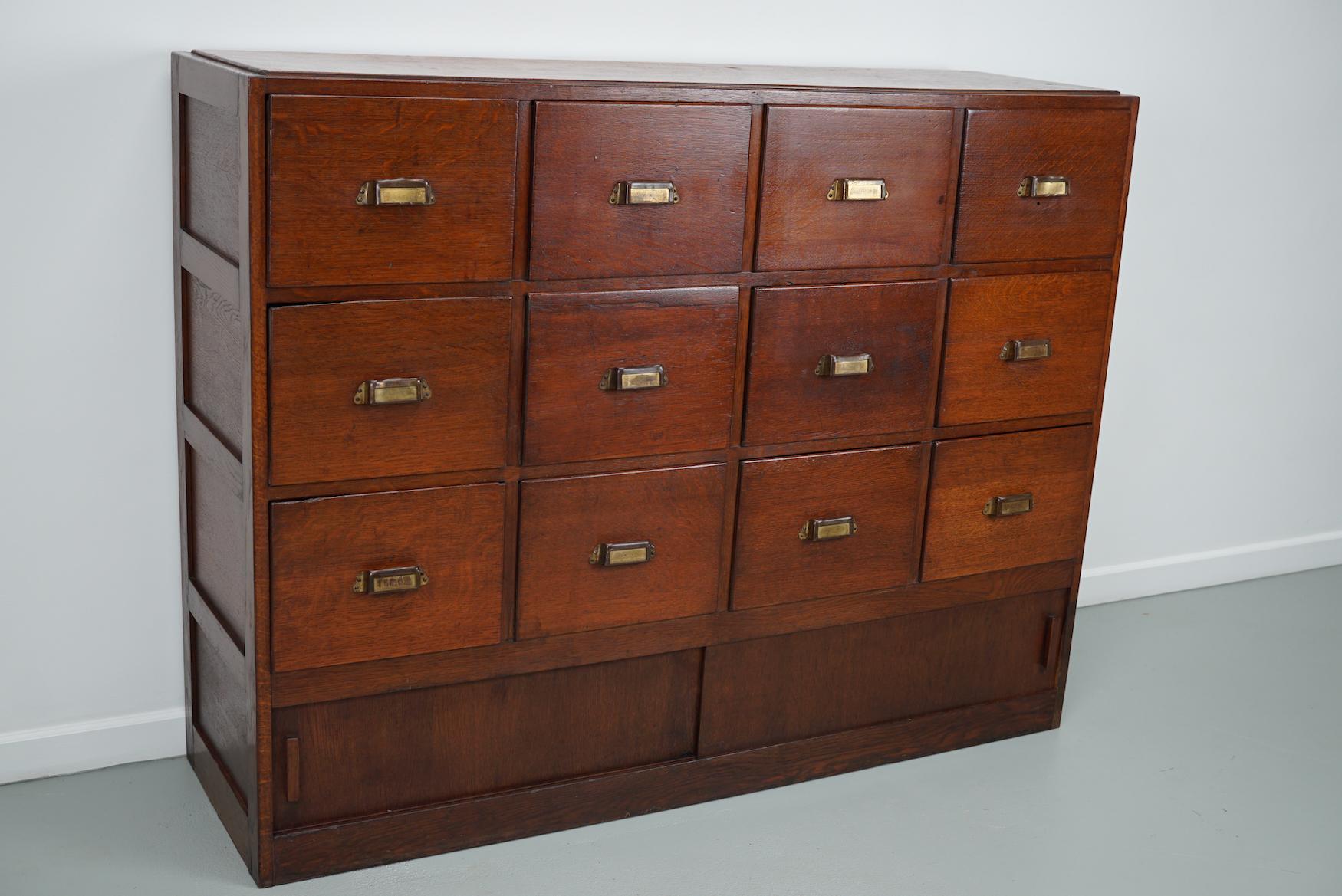 Mid-20th Century Antique Dutch Oak Apothecary Cabinet or Filing Cabinet, 1930s For Sale