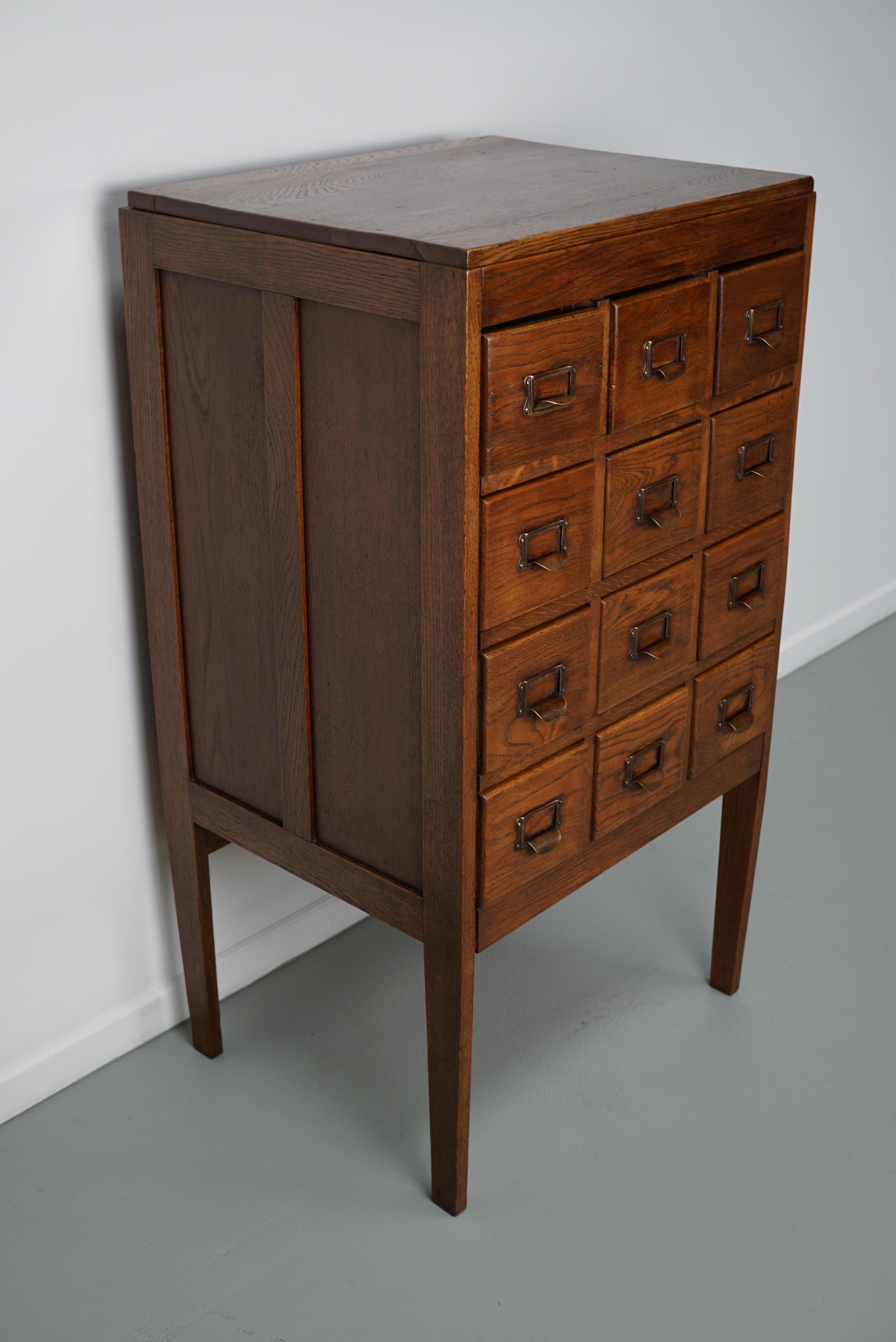 Antique Dutch Oak Apothecary Cabinet or Filing Cabinet, 1930s For Sale 1