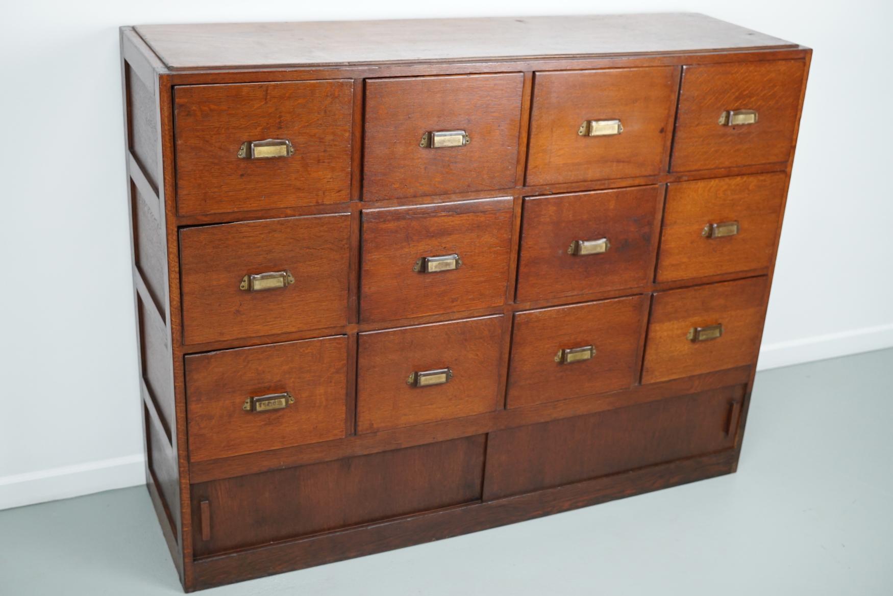 Antique Dutch Oak Apothecary Cabinet or Filing Cabinet, 1930s For Sale 5