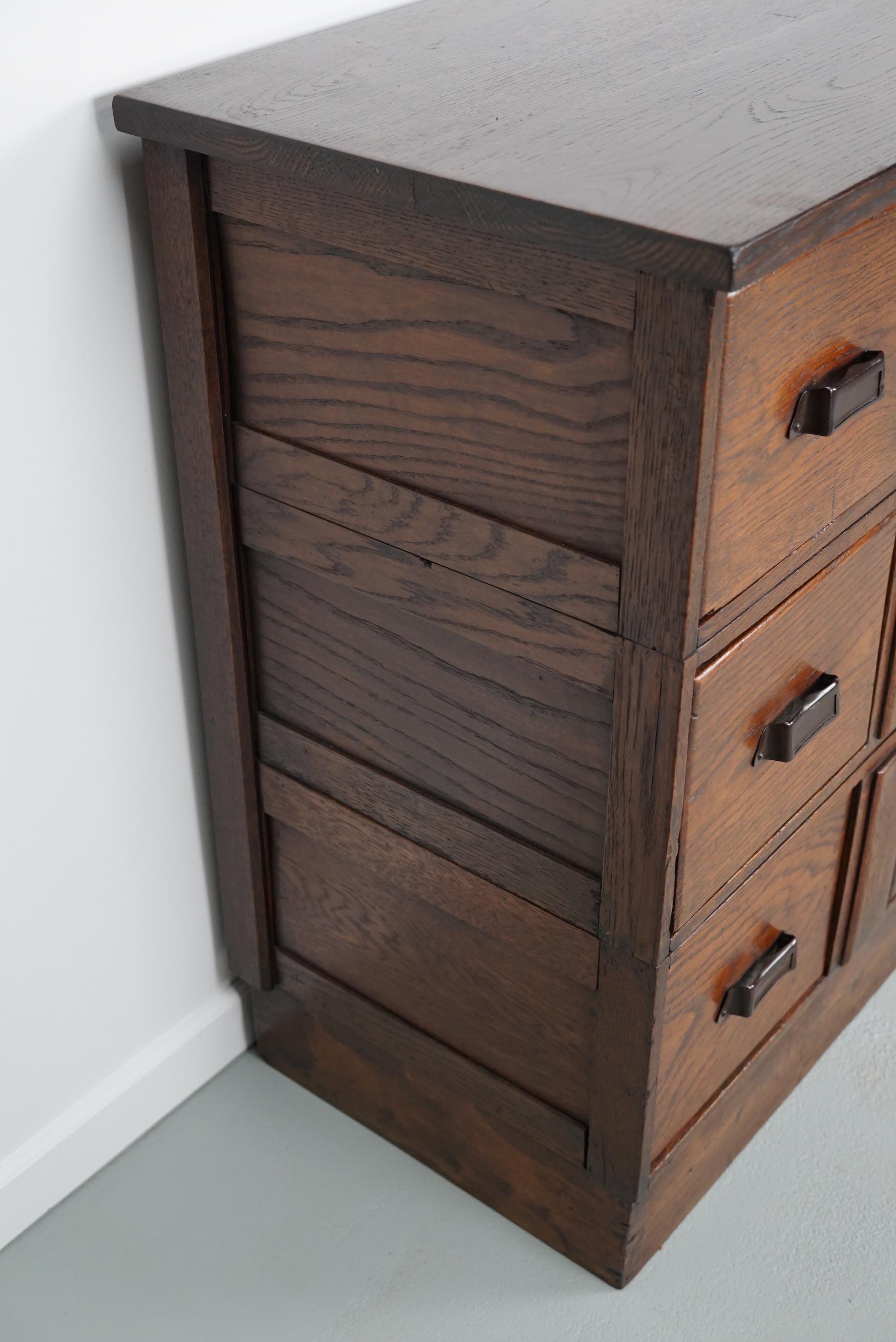 Antique Dutch Oak Apothecary Cabinet or Filing Cabinet, Early 20th Century 5