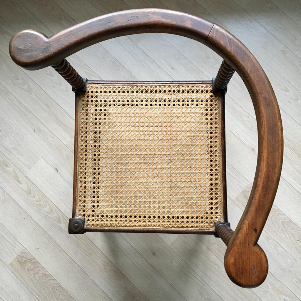 Antique Dutch Oak Corner Chair with Cane Seat, 1900s 5