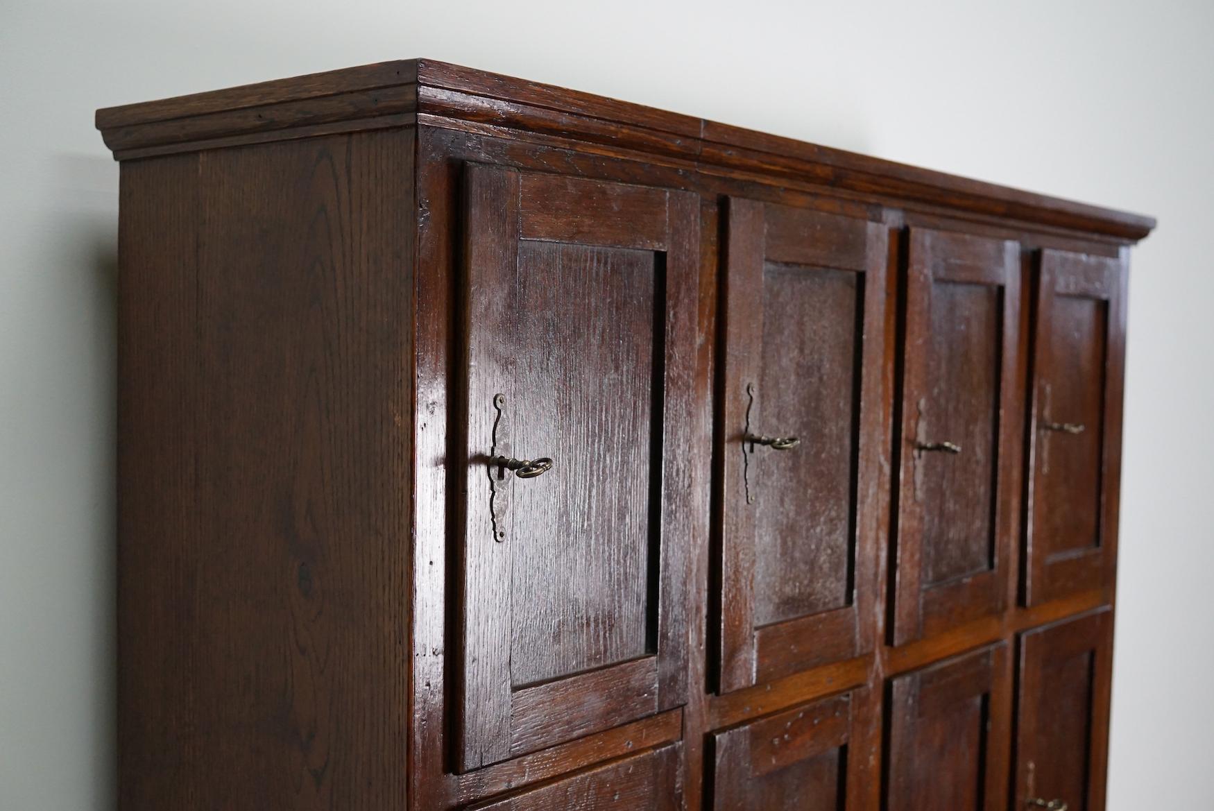 Early 20th Century Antique Dutch Oak Locker Cabinet / Post Office, 1920s