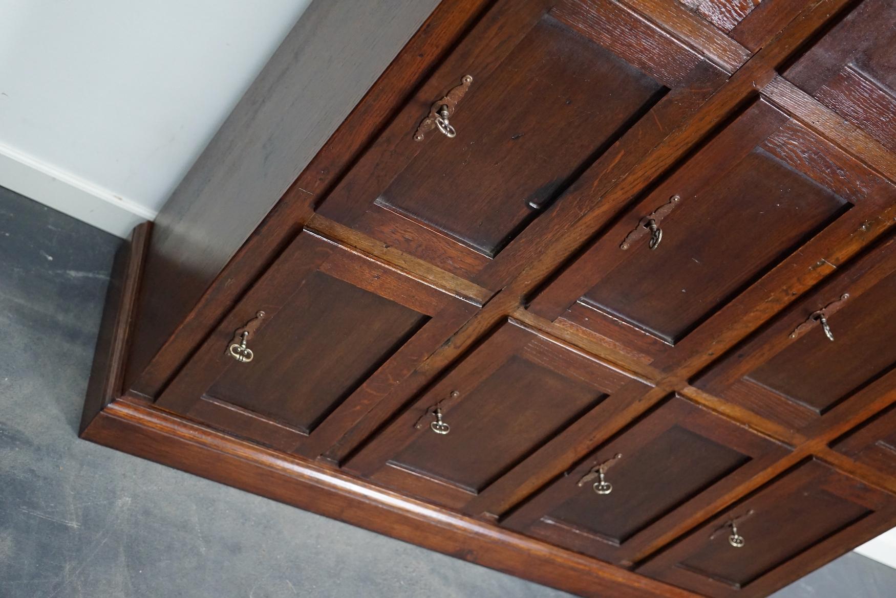 Antique Dutch Oak Locker Cabinet / Post Office, 1920s 3