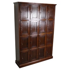 Antique Dutch Oak Locker Cabinet / Post Office, 1920s