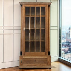 Antique Dutch Cherry Neoclassical Display Bookcase ~ Vitrine with Ebonized Trim