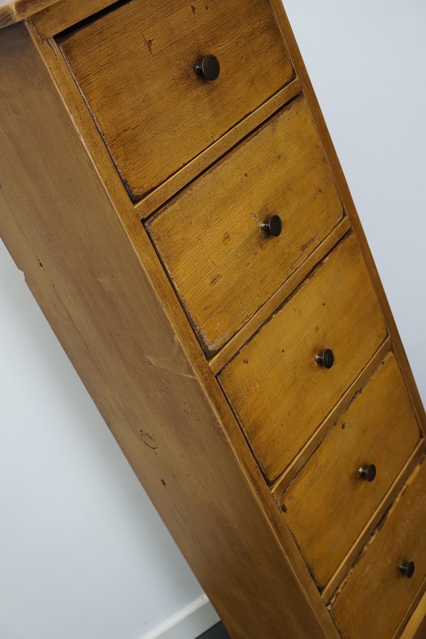 Antique Dutch Ochre Drawer Cabinet, Early 20th Century For Sale 14