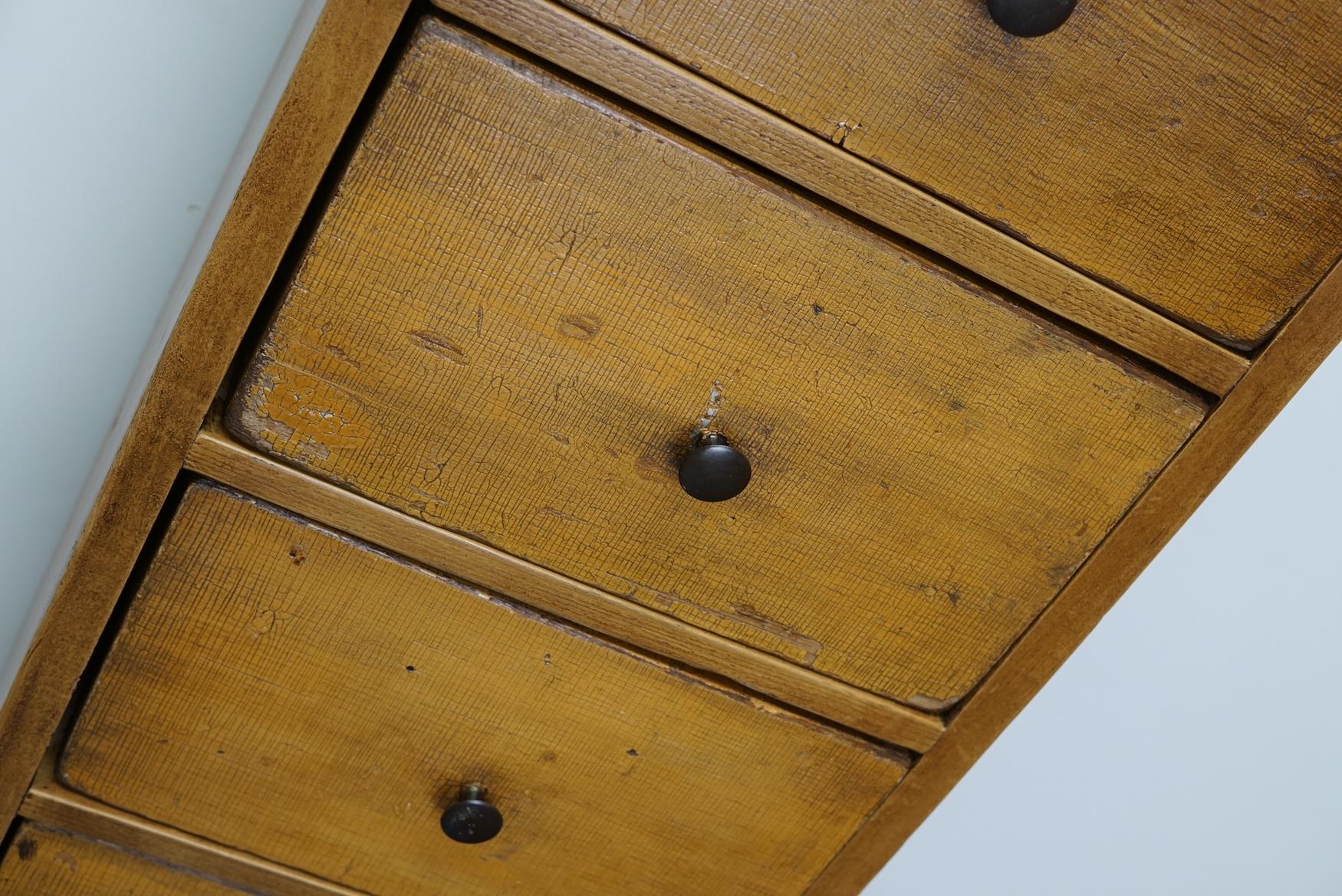 Pine Antique Dutch Ochre Drawer Cabinet, Early 20th Century For Sale
