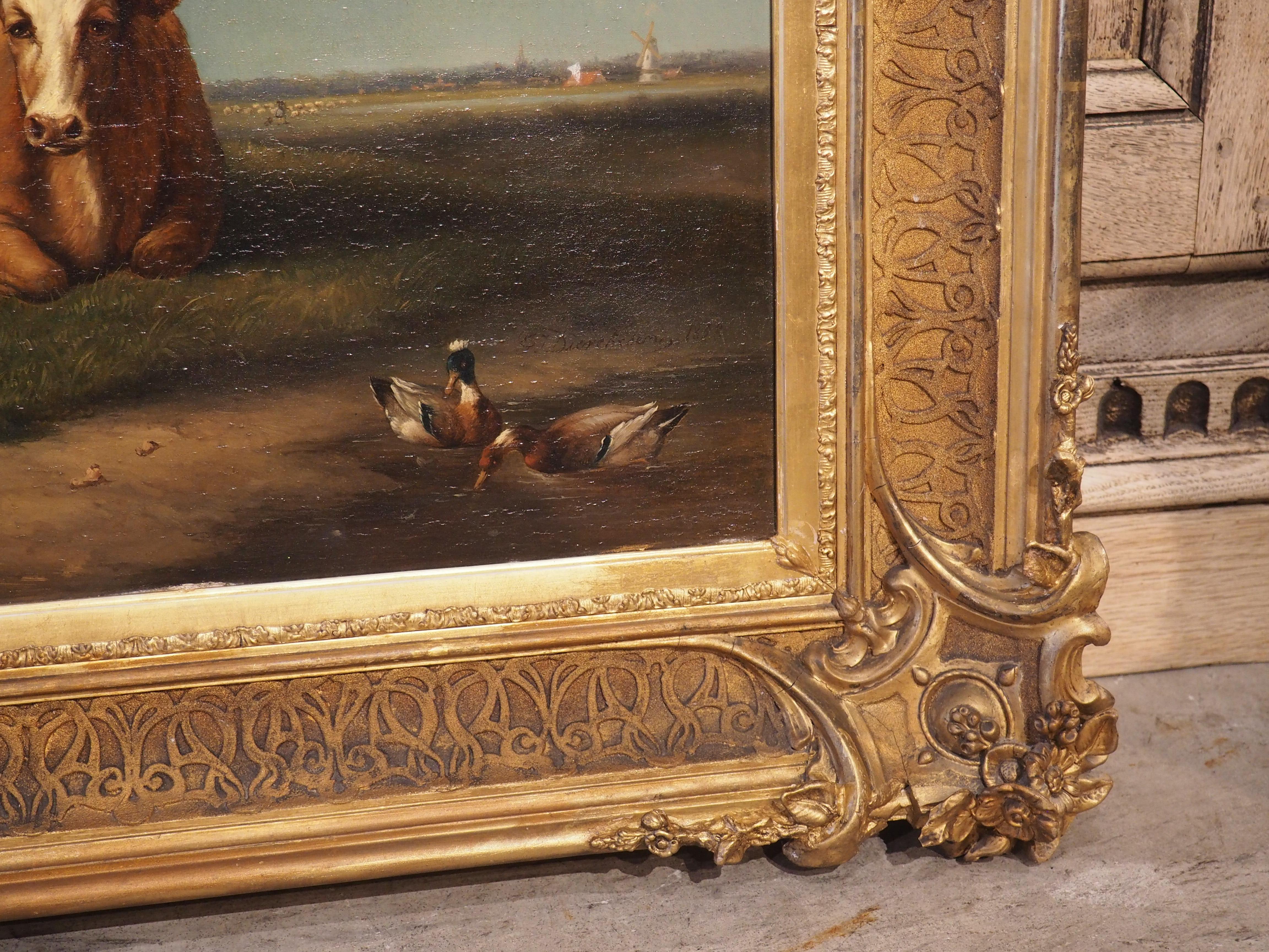 Peinture néerlandaise ancienne à l'huile sur panneau représentant une bouteille, signée et datée de 1858 Bon état - En vente à Dallas, TX