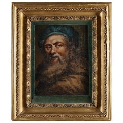 Antique Dutch Oil on Board Portrait Painting of Rembarandt, 19th Century