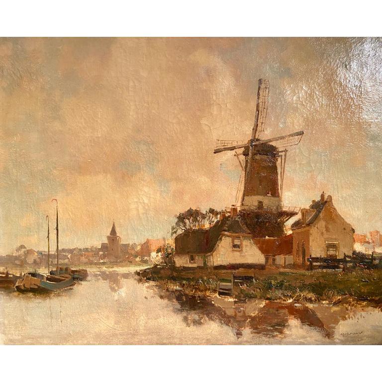 Antique Dutch Oil on Canvas Painting 