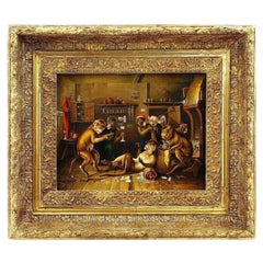 Debauched Monkeys Brawling and Boozing in a Dingy Tavern Painting