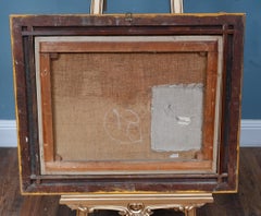 Antique Dutch Oil Painting Canal Windmill Landscape 1880