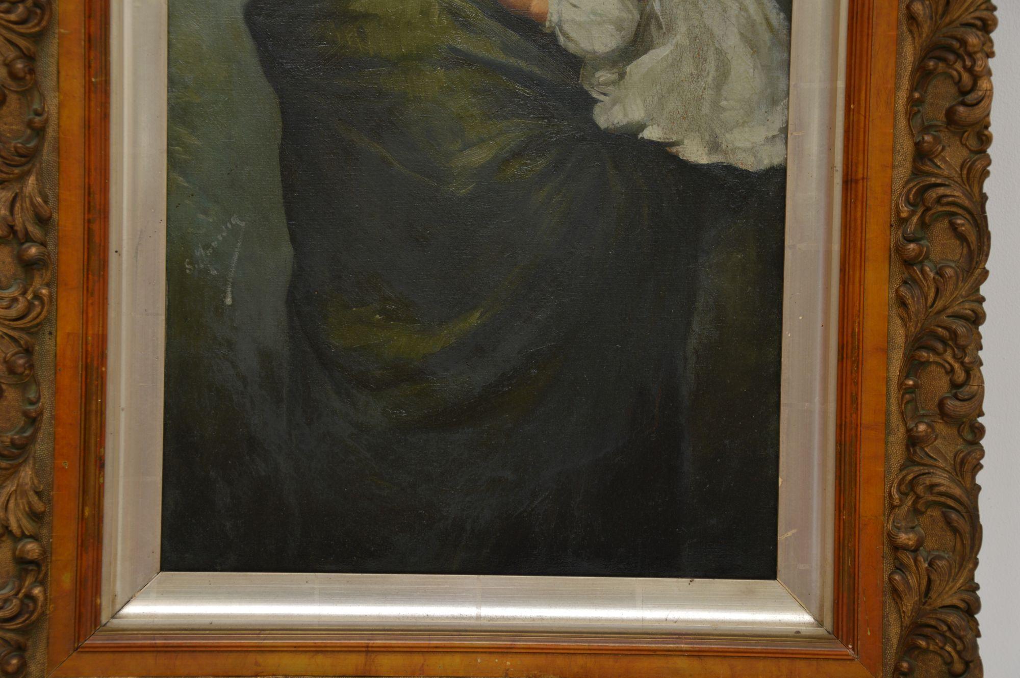 Antique Dutch Oil Painting in a Giltwood Frame In Good Condition For Sale In London, GB