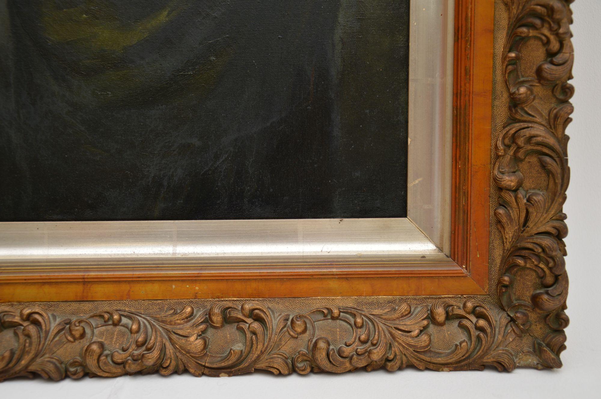 Antique Dutch Oil Painting in a Giltwood Frame For Sale 1