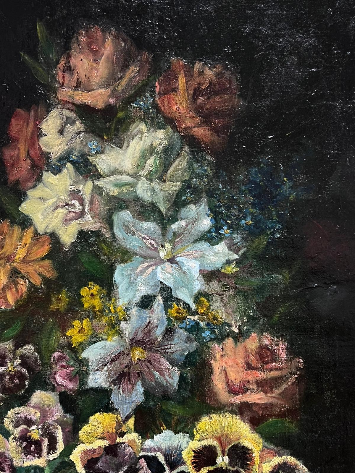 Classical Still Life of Flowers Ornate Display Antique Dutch Oil Painting For Sale 4