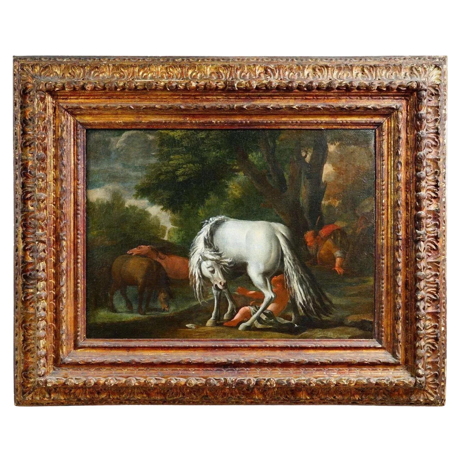 Antique Dutch Old Masters Manner Oil Painting