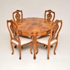 Antique Dutch Olive Wood Dining Table & Chairs