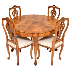 Antique Dutch Olive Wood Dining Table & Chairs